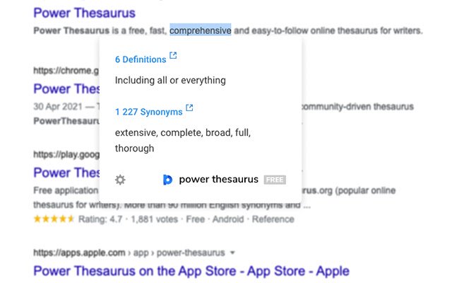 Power Thesaurus  from Chrome web store to be run with OffiDocs Chromium online