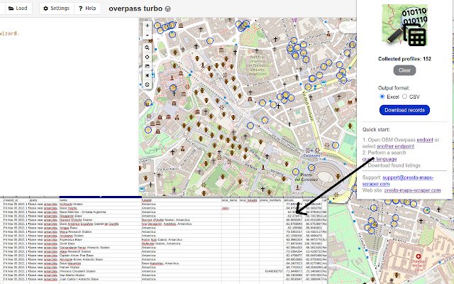 Presto OSM lead extractor  from Chrome web store to be run with OffiDocs Chromium online