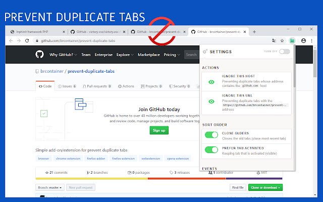 Prevent Duplicate Tabs  from Chrome web store to be run with OffiDocs Chromium online