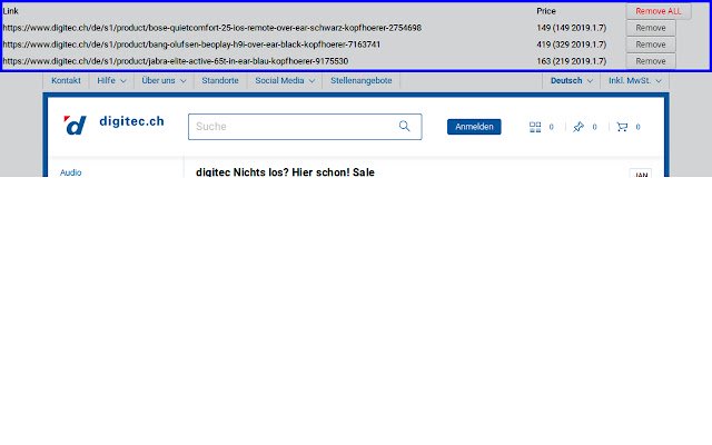 Price Tracker for Digitec|Galaxus  from Chrome web store to be run with OffiDocs Chromium online