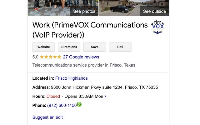 PrimeVOX Click to Call desde Chrome web store para ejecutarse con OffiDocs Chromium en línea