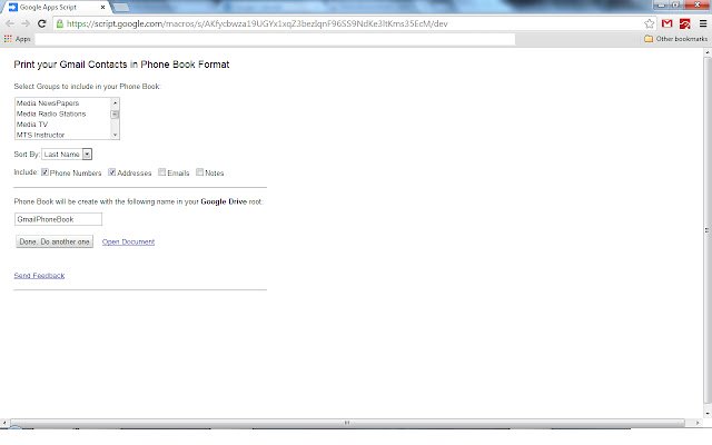 Imprimer le répertoire téléphonique des contacts Gmail à partir de la boutique en ligne Chrome pour l'exécuter avec OffiDocs Chromium en ligne
