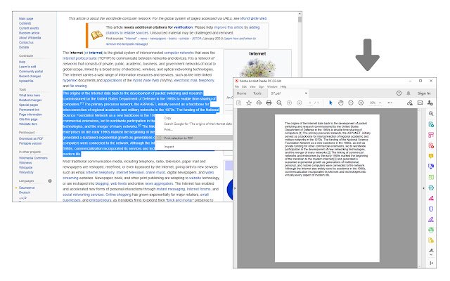 Print Selection to PDF  from Chrome web store to be run with OffiDocs Chromium online