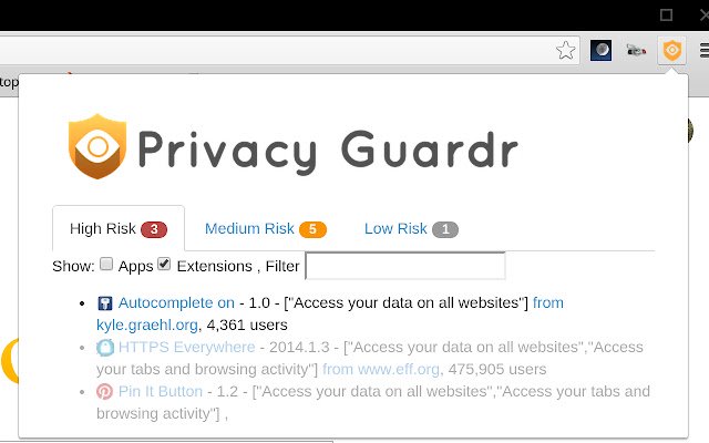 Privacy Guardr  from Chrome web store to be run with OffiDocs Chromium online