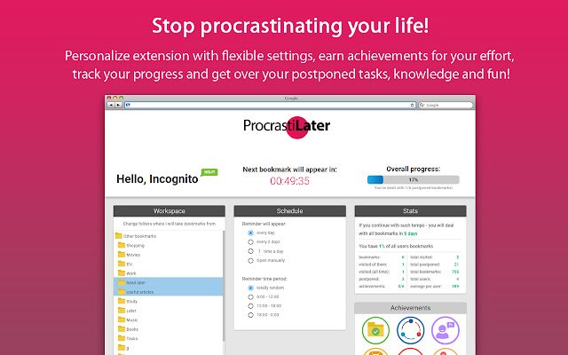 Procrastilater  from Chrome web store to be run with OffiDocs Chromium online