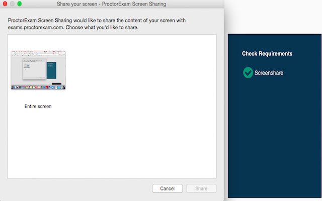 ProctorExam Screen Sharing  from Chrome web store to be run with OffiDocs Chromium online