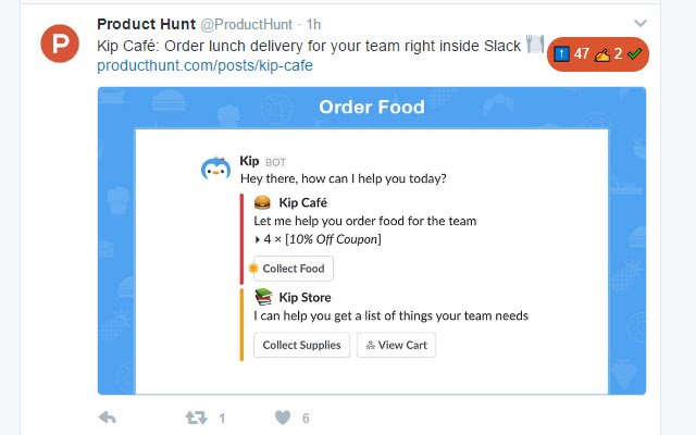 Product Hunt Twitter depuis la boutique en ligne Chrome sera exécuté avec OffiDocs Chromium en ligne