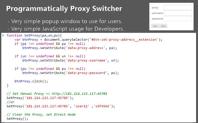 Conmutador de proxy mediante programación de Chrome web store para ejecutarse con OffiDocs Chromium en línea