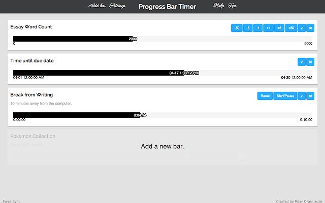 Progress Bar Timer  from Chrome web store to be run with OffiDocs Chromium online