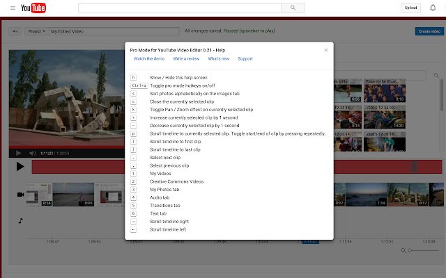 Pro Mode for YouTube Video Editor  from Chrome web store to be run with OffiDocs Chromium online