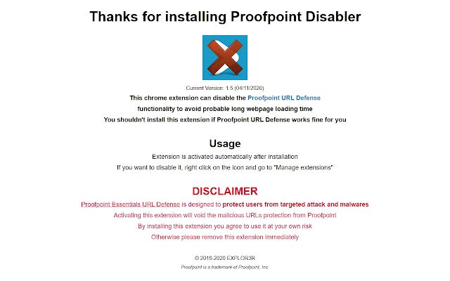 Proofpoint Disabler  from Chrome web store to be run with OffiDocs Chromium online