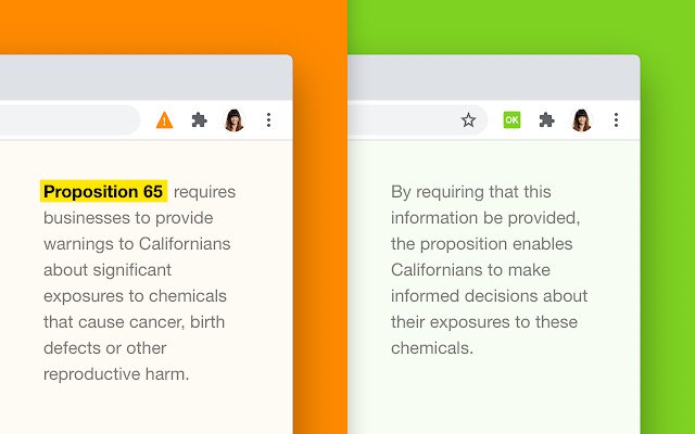 Prop 65 Detector  from Chrome web store to be run with OffiDocs Chromium online