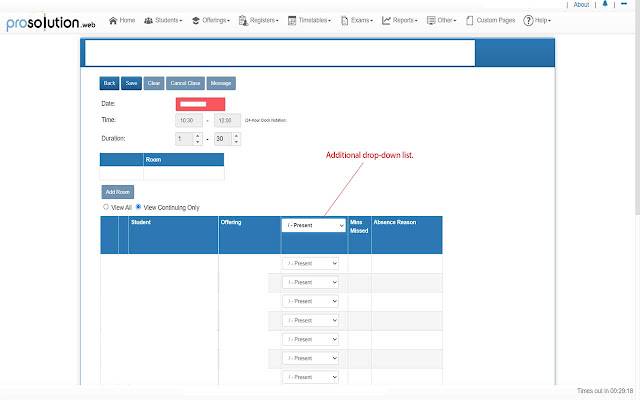 ProSolution Global Attendance Drop-down aus dem Chrome Web Store zur Ausführung mit OffiDocs Chromium online