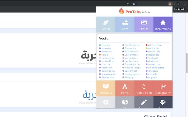 ProTab | Arbfonts  from Chrome web store to be run with OffiDocs Chromium online