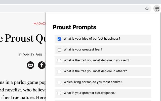 Chrome ウェブストアの Proust Prompts を OffiDocs Chromium オンラインで実行