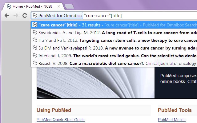 PubMed for Omnibox  from Chrome web store to be run with OffiDocs Chromium online