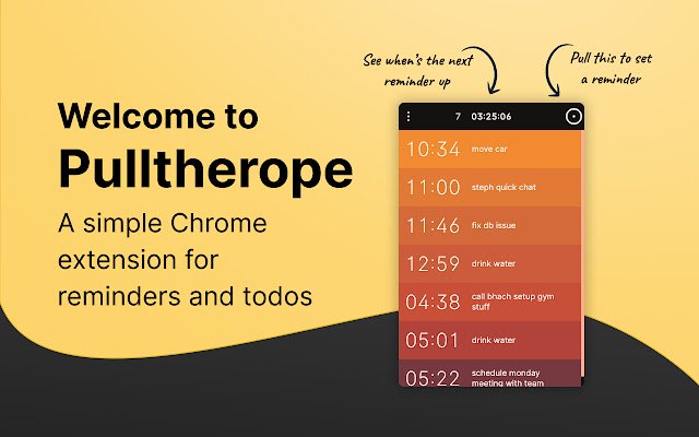 来自 Chrome 网上商店的 Pulltherope 简单提醒将与 OffiDocs Chromium 在线一起运行