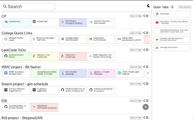 PutAway Tab Management  from Chrome web store to be run with OffiDocs Chromium online