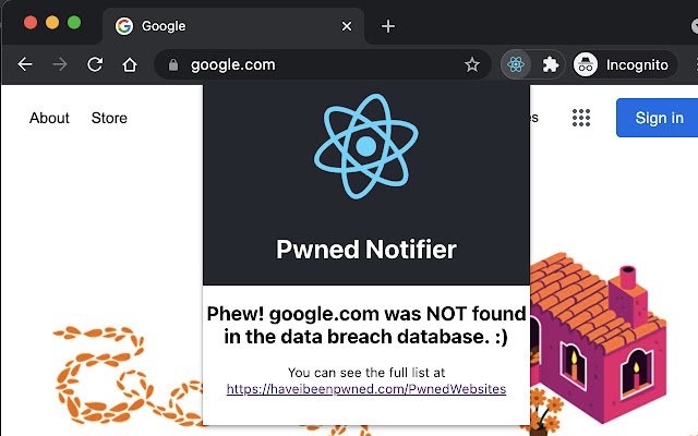 Pwned Notifier  from Chrome web store to be run with OffiDocs Chromium online