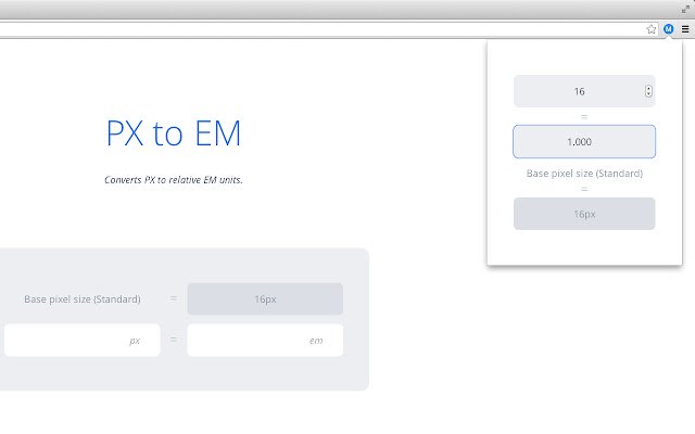 PX to EM  from Chrome web store to be run with OffiDocs Chromium online