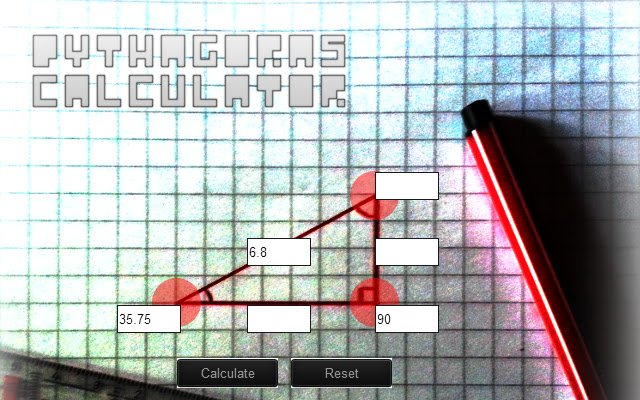 Pythagoras Calculator  from Chrome web store to be run with OffiDocs Chromium online