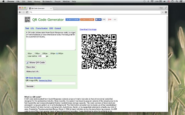 QRcode Generator  from Chrome web store to be run with OffiDocs Chromium online