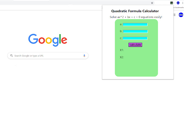 ماشین حساب Quadratic Formula از فروشگاه وب Chrome برای اجرا با OffiDocs Chromium به صورت آنلاین