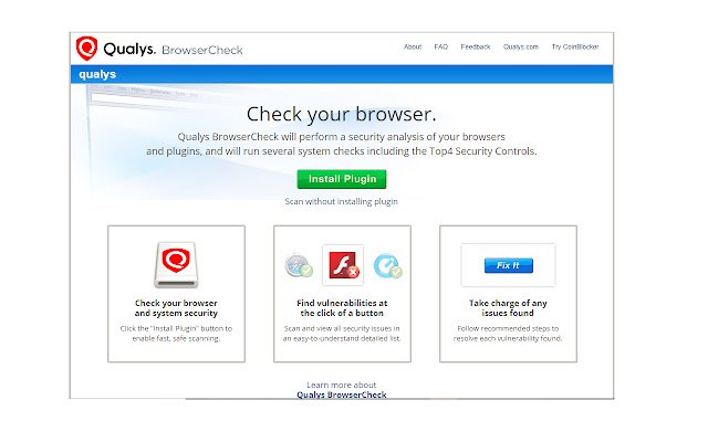 Qualys BrowserCheck for Windows  from Chrome web store to be run with OffiDocs Chromium online