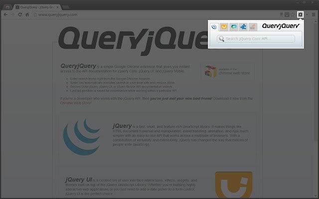 QueryjQuery  from Chrome web store to be run with OffiDocs Chromium online