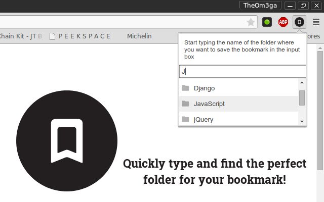 QuickBookmarkToFolder  from Chrome web store to be run with OffiDocs Chromium online