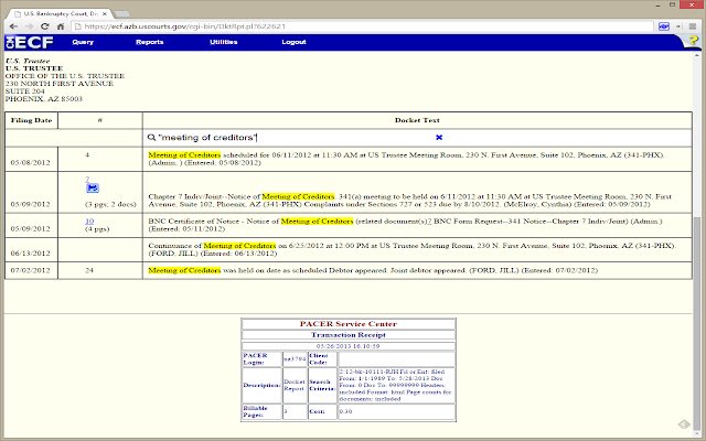 QuickPacer Bankruptcy Docket Extension  from Chrome web store to be run with OffiDocs Chromium online