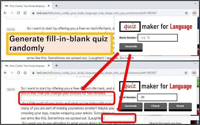 quiz maker for Language  from Chrome web store to be run with OffiDocs Chromium online