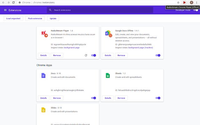RadioXtream Player  from Chrome web store to be run with OffiDocs Chromium online