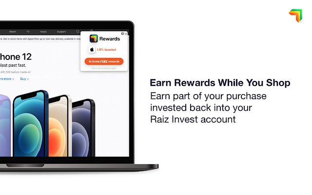 Extensão do navegador Raiz Rewards da Chrome Web Store para ser executada com OffiDocs Chromium online