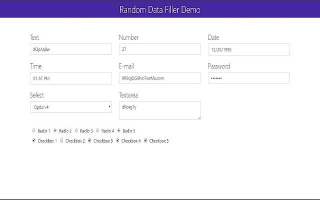 Random Data Filler de Chrome web store para ejecutarse con OffiDocs Chromium en línea