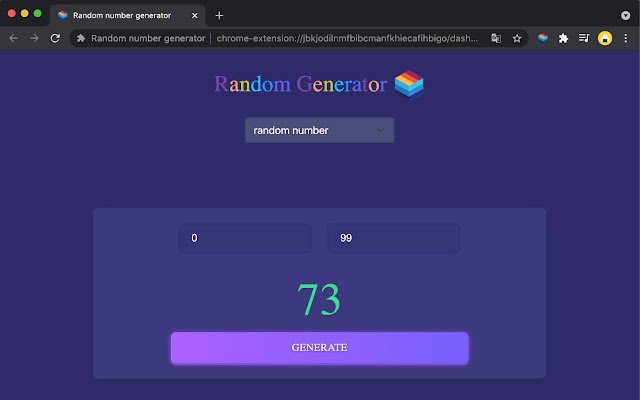 Random number generator  from Chrome web store to be run with OffiDocs Chromium online