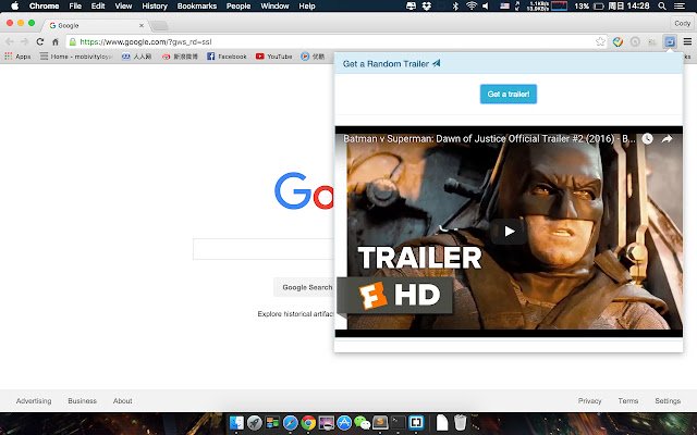 Random Trailer  from Chrome web store to be run with OffiDocs Chromium online