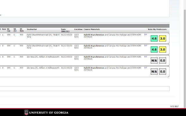 Rate My UGA Professors  from Chrome web store to be run with OffiDocs Chromium online