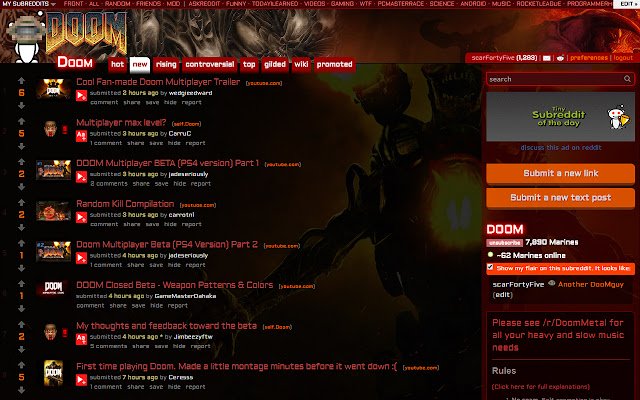 /r/Doom Skin :: Dark Fireblood  from Chrome web store to be run with OffiDocs Chromium online