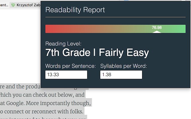 Readability Score  from Chrome web store to be run with OffiDocs Chromium online