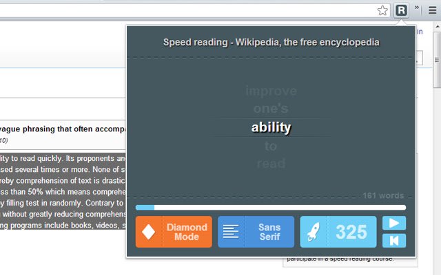 Read fast Speed Reading Extension  from Chrome web store to be run with OffiDocs Chromium online