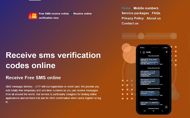 Terima SMS kode verifikasi online dari toko web Chrome untuk dijalankan dengan OffiDocs Chromium online