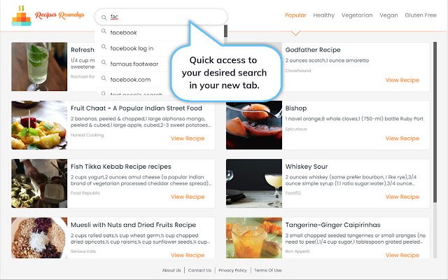 Recipes Roundup  from Chrome web store to be run with OffiDocs Chromium online