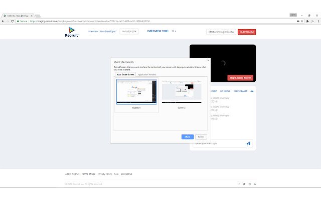 Recruit Screen Sharing  from Chrome web store to be run with OffiDocs Chromium online