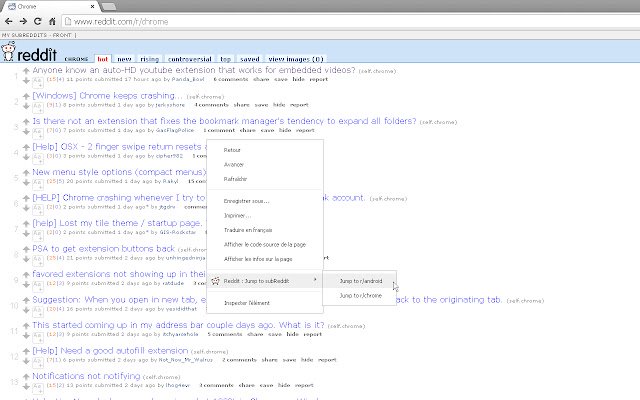 Reddit : Jump to subReddit  from Chrome web store to be run with OffiDocs Chromium online