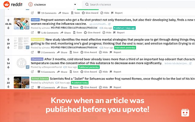 Reddit Publish Date  from Chrome web store to be run with OffiDocs Chromium online