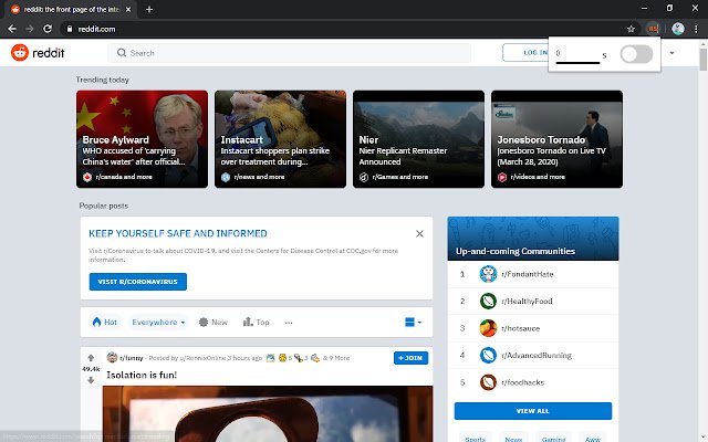 Reddit Scroller  from Chrome web store to be run with OffiDocs Chromium online