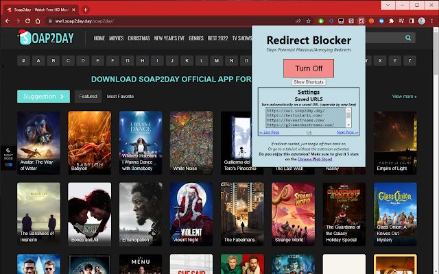 Redirect Blocker  from Chrome web store to be run with OffiDocs Chromium online