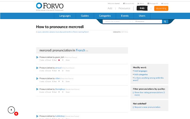 Repeat after Forvo  from Chrome web store to be run with OffiDocs Chromium online