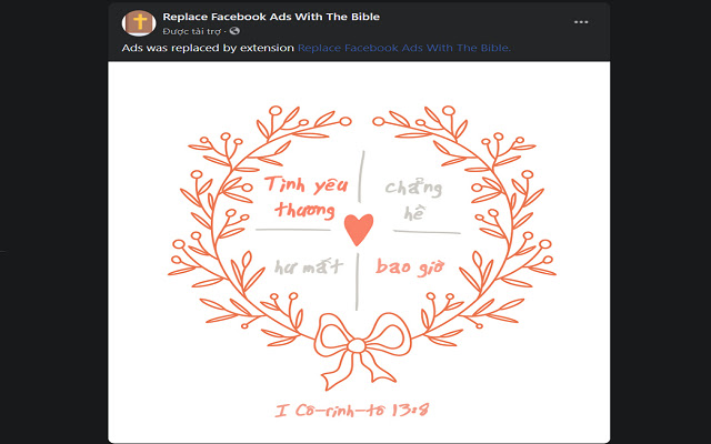 Replace Facebook Ads With The Bible  from Chrome web store to be run with OffiDocs Chromium online